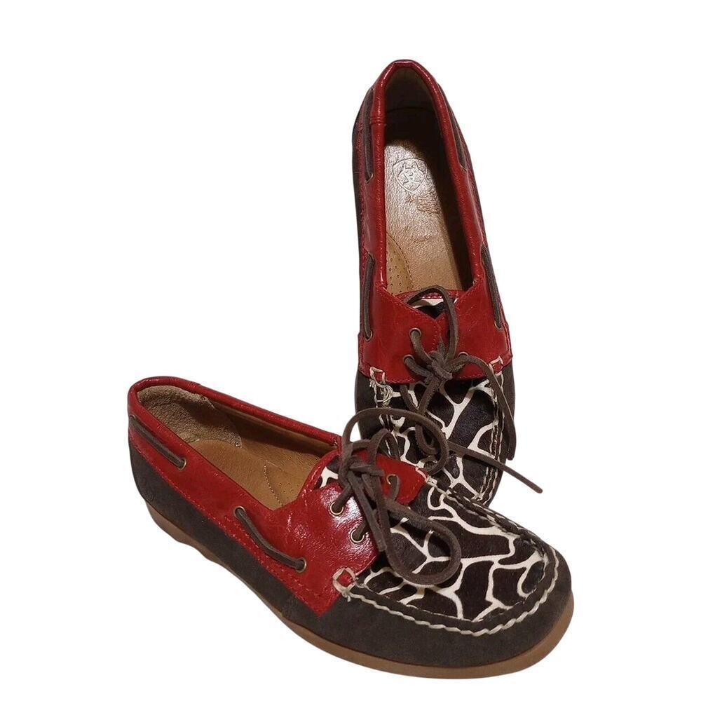 Ariat‎ Calf Fur boat shoes Giraffe Ruby slip on loafers 10014141 women sz 7